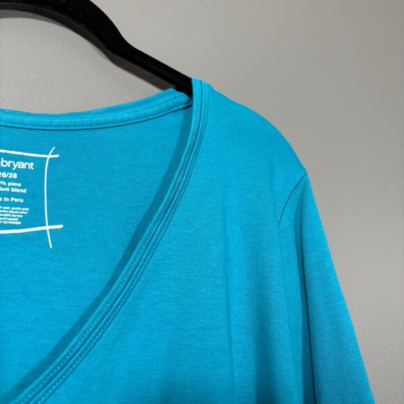 Lane Bryant Bright Blue Pima Cotton Minimalist Tee- 26/28 - Women's Plus Size - Picture 5 of 5